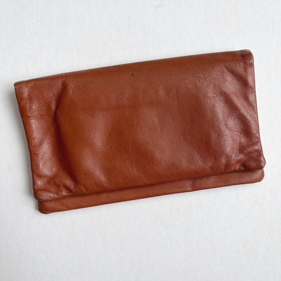 Vintage Buxton Cognac Brown Leather Fold Over Wallet Clutch - Picture 5 of 6
